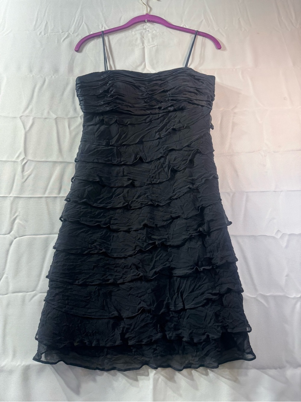 JS Collections 6 Black Strapless Ruffle Cocktail Dress
